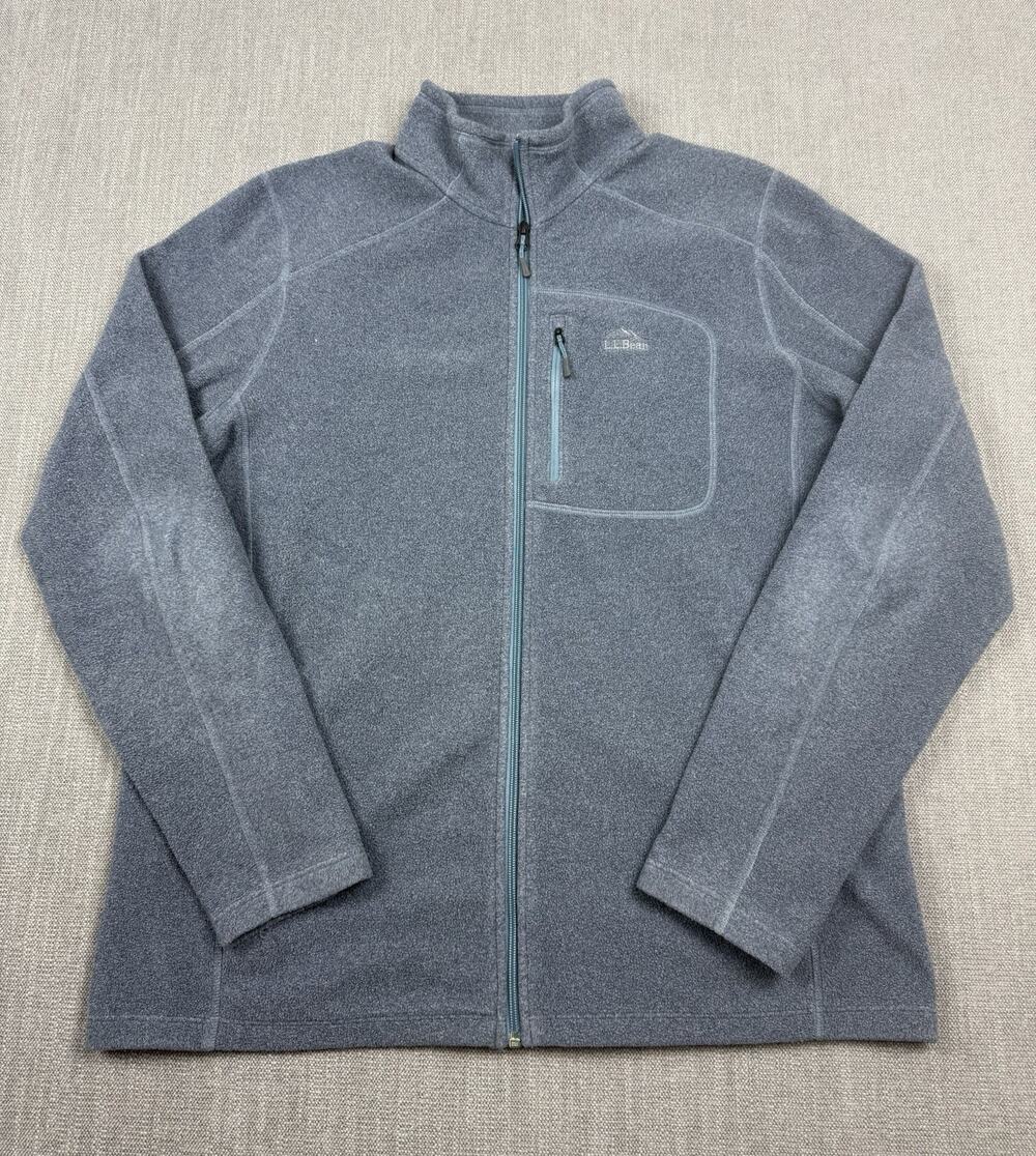 L.L. Bean Fleece Jacket Men’s LT Tall Blue Full Zip Slightly Fitted Hiking Coat